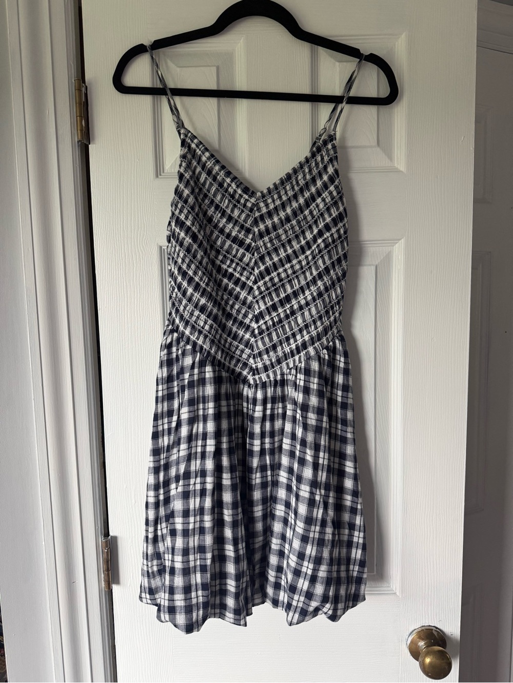 Gingham navy blue dress with bubble skirt